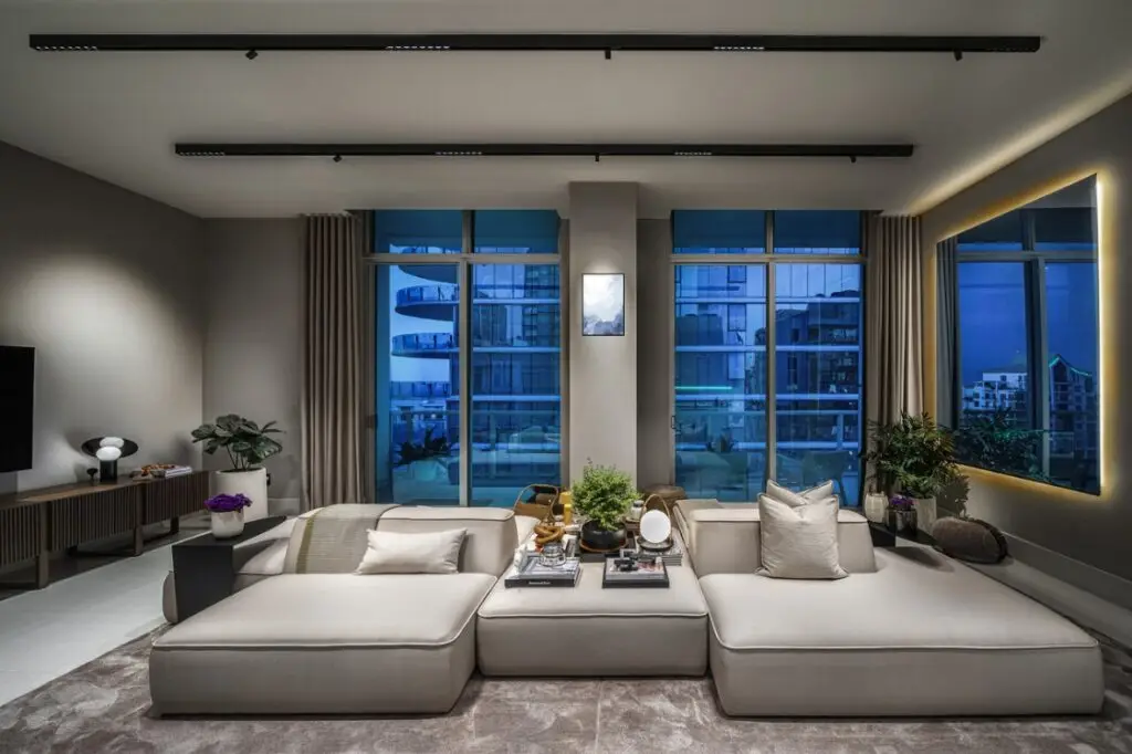 Architectural lighting enhancing a modern South Florida home